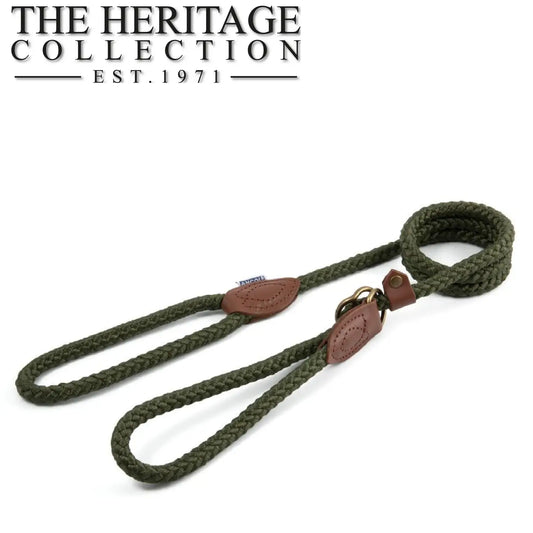 The Heritage Collection Rope Slip Lead with Halter Green